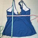 Zaful  Women's Medium Blue V Neck Ruched High Waisted Tankini Swimsuit Photo 6