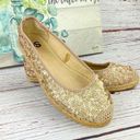 SO  Round Toe Ballet Flats Sequin Espadrille Blush Gold Size 8 Photo 0