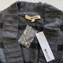 LA Made New  Striped Cardigan Sweater Cotton Rounded Hem Hook Closure Grey Black Photo 12