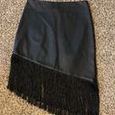 EXPRESS Asymmetrical Black Leather Fringe Skirt Photo 1