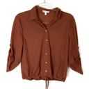 Roommates  | Rust Button Front Cropped Shirt w/ Elastic Hem Photo 0