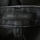 Uniqlo  SZ 25 Straight Jeans Mid-Rise Frayed Hem Zip-Fly Stretch Black Wash Women Photo 6