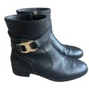 Tory Burch Tory.Burch Gemini Link Black Ankle Booties Boots Pebbled Leather Size 6 Women's Photo 6