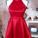 Blue Blush  Halter Bow Dress Size Small S Holiday Fancy Sexy Red Open Back Fancy Photo 0