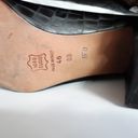 Via Spiga  90s Vintage Black Croc-Embossed Square Toe Leather Heeled Loafers Photo 14