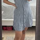 H&M Off The Shoulder Striped Dress Blue/White Photo 0