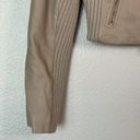 BCBGMAXAZRIA  Leather Double Zipper Jacket Cream/ Tan Size Large Photo 5