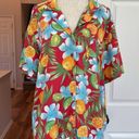 Erika  Tropical Orange and Kiwi Hawaiian Floral Button-Up Shirt Photo 0