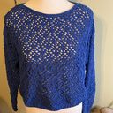The Moon  & Madison loose knit bright blue cropped soft sweater Photo 1