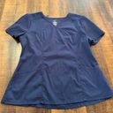 Jaanuu Mock Wrap Navy Blue Large Scrub Top Photo 1