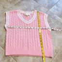 The Moon NWT Sugar Pink Knit V Neck Vest White Trim Pullover Extra Small Stretchy Photo 3