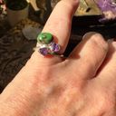 Amethyst Green Matrix Turquoise and  Sterling Silver Ring Size 6.5 Photo 4