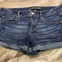 EXPRESS  Shorts 8 Mid Rise Cuffed Dark Wash Blue Stretch 3” Inseam Jean Denim Photo 0