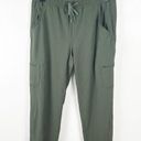 Eddie Bauer  Green Drawstring Waist Multiple Pockets Fleece Lined Pants, Size 8 Photo 0