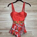 Modcloth Katie Red Floral Ruffle One Piece Swimsuit XS Photo 0