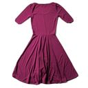 LuLaRoe NWoT  Nicole in Solid Maroon Stretch Jersey Fit & Flare Dress XXS 2XS Photo 4