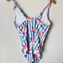 Betsey Johnson  Women Blue Stripe Floral 1 Piece Swim Suit Size S Large Photo 6