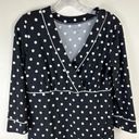 Lands'End  Swim Coverup Dress Size S Jersey Quick Dry 3/4 Sleeve Black White Dot Photo 2