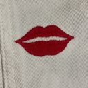 Forever 21  white denim jacket womens Small pre-owned embroidered lips Photo 2