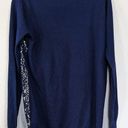 DKNY  Navy Silk and Cashmere Embellished Sequin Holiday Winter Sweatshirt, Small Photo 4