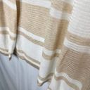Cyrus  Striped Lightweight Long Sleeve Open Cardigan Sweater Beige White Medium Photo 6