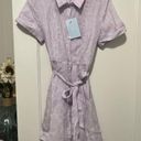 Hill House  The Laura Linen Dress in Lilac Stripe Purple Size XSMALL NWT Photo 1