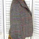 Doncaster  Neon Rainbow Silk Tweed Open Front Crop Blazer Jacket Black Multi 6 Photo 2