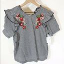 Abound  Gingham Embroidered Ruffles Top Photo 0