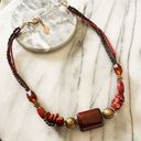 Coldwater Creek  Beaded Necklace - Rust Red Chunky Beads, Earthy Casual Style Photo 0