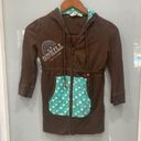 O'Neill  Juniors Brown Turquoise Zip Up Heart Print Bead Hoodie Jacket Sz XS Photo 0