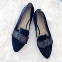 Ann Taylor  Navy Velvet Smoking Loafers with Bow Detail Photo 0