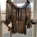 Women’s Y2K animal print sheer top Brown Photo 1