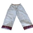 Bill Blass Vintage  || 90's Light Wash Capris Purple Satin Trim Sz 6 Photo 0