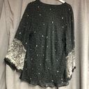 Krass&co New York City design ,, 2X 100% silk shell, black cream top bell sleeves Photo 1