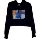 BP  Living It Up Cropped Long Sleeve Graphic Hoodie Sweatshirt Black Size XL Photo 1