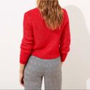 Loft  Mock Neck Wool Blend Cable Knit Turtle Neck Sweater Red Large Photo 1