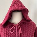 Suzanne Betro  Sweatshirt Womens Size Small Red Quilted Hoodie Oversized Pockets Photo 10