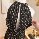 Wilfred  ARITZIA Black Floral Effet Cinched Halter Dress Size Large‎ Photo 4