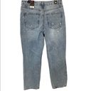 No Bo  New Light Wash Super Hi Rise Relaxed Fit 90s Distressed Denim Blue Jeans Photo 3