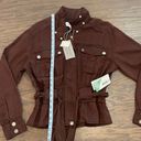 Dear John New!  AUSTIN DROP SHOULDER Denim Belted Jacket in Dark Oak Size Small Photo 6