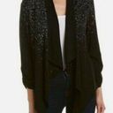 Michael Stars  Draped Black Sparkle Long Sleeve Cardigan Medium Photo 0