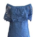 Mimi Chica  Dress Blue Lace Crochet Off Shoulder Short Sleeve Mini Dress Medium Photo 2