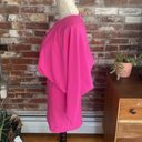 ZARA Draped Mini Dress Open Back Dolman Long Sleeve, Hot Pink Size M Photo 6