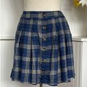 American Eagle   Blue & White Plaid Pleated Mini Skirt Photo 0