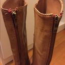 American Eagle Tan Double Buckle Full Zip Up Leather Riding Boots Photo 2