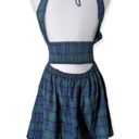 Hill House Cher Stewart Plaid Mini Dress Blue Green Size Medium Photo 3