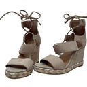 Frye Roberta Ghillie Sandals 7M Beige Strappy Wedge Heel Rope Detail Shoes Photo 0