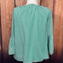 BeachLunchLounge  Women's Size XS Green Striped Bell Sleeve Off Shoulder Blouse Photo 4