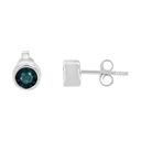 Brilliance Haus of  Sterling Silver Round Brilliant-Cut Blue Diamond Stud Earring Photo 4