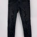 ZARA  Woman Premium Denim Black Skinny Distressed Jeans Size 8 Photo 0